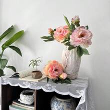 M.S MO SHI HOME FURNISHINGS 1 bucată de floare de bujor artificială de înaltă calitate, floare artificială realistă cu două capete, bujor ars, potrivită pentru decorarea vintage a casei, decorarea biroului, decorarea nunții, Ziua Îndrăgostiților, cadou de ziua de naștere, ceremonie de absolvire, aranjament floral în vază DIY, grădină, decorarea camerei, petrecere de sărbători, plantă artificială