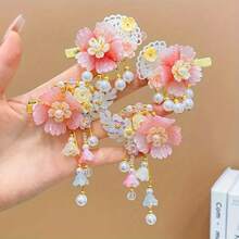 4 Pieces Of Girls Hair Accessories Colorful Sweet Tassel Hair Clips - 4 Colorful Flower Hairpins - View 5