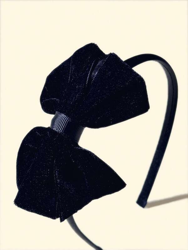 1pc Velvet Bow Headband, Children Hair Accessory For Girls, Winter