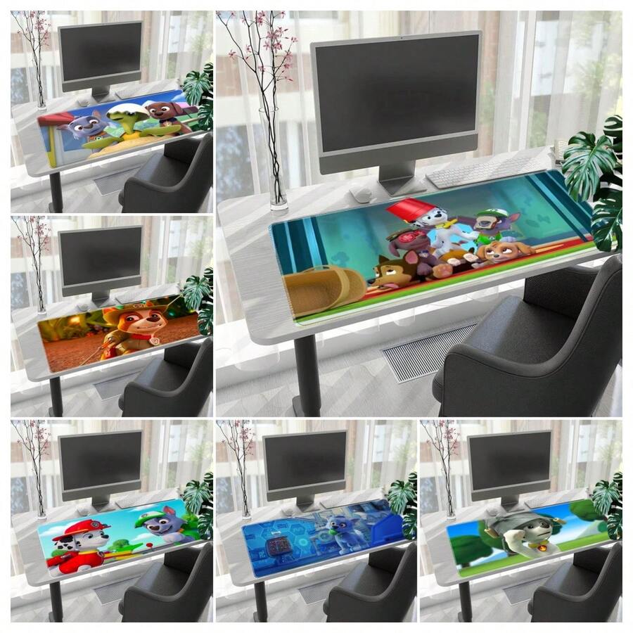 1pc Large Mouse Pad With  Cartoon Pups Design - Non-Slip Rubber Base, Washable Desk Mat For Office, Gaming, Kids' Room Decor - Vibrant Animated Computer Accessory, Large Mouse Pads For Desk, Kids' Room Accessory, Playful Cartoon Design, Functional Artwork