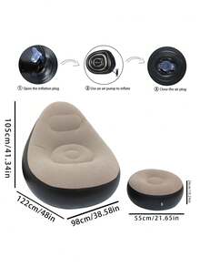 1 Stück tragbarer Relaxsessel, (1 Sofa + 1 Fußablage) wasserdichtes und auslaufsicheres Design - ideal für Garten, Strand, Reisen, Camping, Picknick, Musikfestival, praktisch für den Außenbereich (Pumpe nicht enthalten)