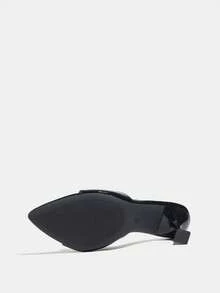 Jin Bei Qi 女士高跟鞋，时尚优雅派对户外宴会细高跟尖头亮面绑带穆勒凉鞋，采用光滑质感材质，性感迷人，黑色 - 黑色 - 查看 8