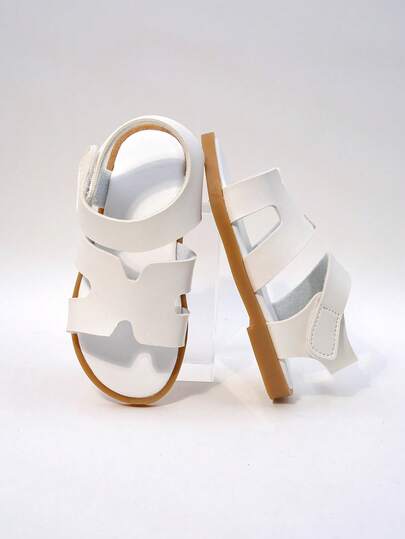 1 Pair Of Children's Fashionable, Casual, Cute, Non Slip, Outdoor Metal Buckle Sandals, Children's Beach Slippers