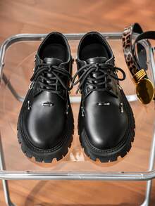 New Men's Heavy Metal Thick Sole High-Top Punk Gothic Dark Motorcycle Boots, Thick Sole Casual Platform Sneakers, Niche Design Shoes - màu đen - Xem 2