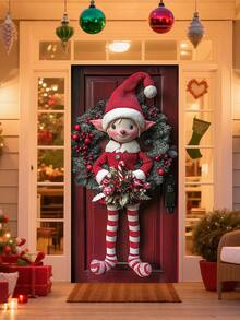 1 زينة عيد الميلاد معلقة من البوليستر الحديثة، مقاس 35.4 * 70.8 بوصة، ديكور للأعياد للاستخدام الداخلي والخارجي، لا تحتاج إلى طاقة، ديكور عيد الميلاد