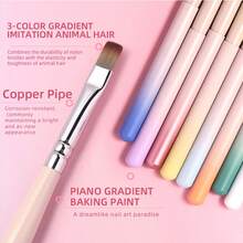 New 1pc Metal Rod Gradient Nail Art Brush Set Colouring Brush Large Square Round Light Therapy Brush Halo Brush