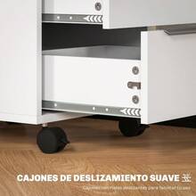 HOMCOM Cajonera de Escritorio con 3 Cajones Cajonera de Oficina con Ruedas Cerradura y 2 Llaves Archivador Móvil para Estudio Salón 40x40x63,5 cm Blanco y Roble