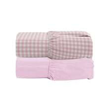 Kit 02 Fitted Sheets For Detachable Crib Playpen 400 Thread Count - Checkered Pink/Pink - View 1