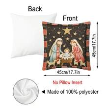 4 piezas Fundas de almohada con estampado a cuadros de búfalo del nacimiento de Jesús en estilo campestre, decoración festiva perfecta para la decoración religiosa navideña, decoración de granja, invierno, sofá, dormitorio, sala de estar y decoración del hogar