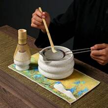 1 件/5 件陶瓷抹茶碗套装，包括抹茶搅拌器支架、日式抹茶搅拌器、抹茶勺、茶道用具礼盒 - 彩色 - 查看 3