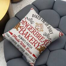 4 pièces Housses de coussin de Noël, 45 x 45 cm, avec fermeture éclair, design de Noël vintage, décoration de vacances de style ferme, convient pour le porche, le patio, le canapé, le sofa, le salon - (Inserts non inclus), Décoration de Noël