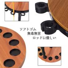 Portable Fishing Rod Stand With Casters, Holds 15 Rods, Rotating Rod Holder, Compact Design, Made Of Natural Wood, Easy Assembly (Natural Color) - Yellow - View 2