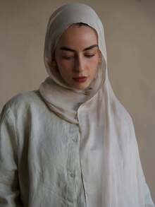 1 件女士波西米亚风格纯色印花围巾，时尚缎面丝绸面头巾，防晒度假空调防风披肩 - 彩色 - 查看 6