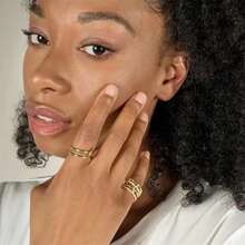 A Niche Two-Color Four-Ring Copper Jewelry Ring,, Ins Style, Stacking Artifact, Suitable Young Wome Jewelry - r905b - Xem 4
