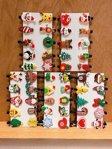 10pcs Colorful Christmas Hair Clips For Women, Cute Design Hair Clips Suitable For Bangs And Flyaways, Hair Accerssories - Multicolor - View 2