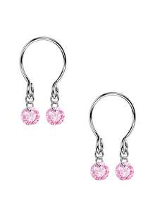 2 件装非穿孔夹式乳环，可调节悬垂式 CZ 乳房饰品，适合女士不锈钢仿穿孔饰品 - 乳環夾 - 查看 22