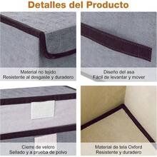 Cajas de Almacenamiento, Cajones Organizadores 8pcs, Closet Organizador de Ropa de Tela Plegables con Tapas, Cestas de Lino Cubo para Ropa Juguetes Libros Armario Dormitorio - Gris - Ver 4