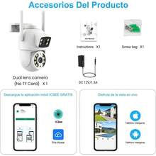 E EASYTAO Q29 Cámara de  Exterior, 2K 3MP Cámara Wifi de Doble Lente, Tris Home/ICSee APP, IP66 Impermeabile, con Audio Bidireccional, Detección de Movimiento, Visión Nocturna, Compatible Alexa - 2MP+2MP - Ver 7