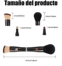 Wzenclave Cepillo De Maquillaje De Doble Cara 4 En 1 Cepillo De Maquillaje De Viaje Esponja Polvo Brochas Cepillo De Viaje Desmontable Cepillo De Maquillaje Básico Cepillo De Viaje Doble Maquillaje - 1 - Ver 8