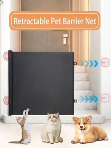 Retractable Pet Door Cat And Dog Safety Fence Puppy Barrier Net Indoor Baby Gate Folding Pet Fence No Drilling Retractable Gates For Kids Or Pets For Doorway Stairs Balcony