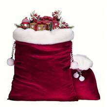 带抽绳的圣诞老人礼品袋 - 圣诞树主题大号圣诞老人礼物袋 - 1 件 - 彩色 - 查看 5