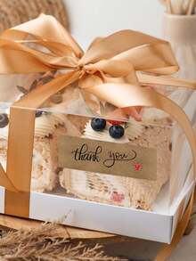 120pcs Kraft Paper Thank You Self-Adhesive Roll Stickers, Rectangular 3x1 Inch, 6 Styles Available, Red Heart, Flower, Envelope English Thank You For Your Order Rectangular Seal Stickers, Baking DIY Decoration, PVC Self-Adhesive - Kraft Paper Thank You - View 2