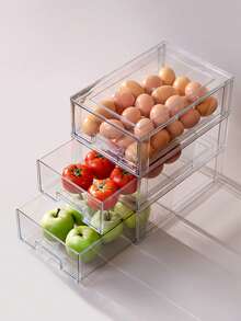 1pc Slide-Out Transparent Storage Box, Refrigerator Freezer Vegetable Fruit Drink Organizer, Kitchen Food Preservation Without Cross-Contamination - Clear - View 6