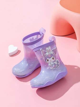 Sanrio Kuromi & My Melody 水晶雨靴，可爱卡通防水防滑中筒雨靴