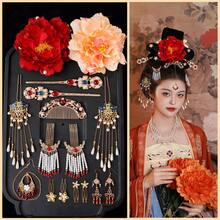 中国の漢服の女性用帽子、古代スタイルのアクセサリー、金色のヘアコーム、唐風の真珠の隠しヘアピン、多用途のバックプレスヘアピンセット - アクセサリーセット(TZセット273) - チェックする 1