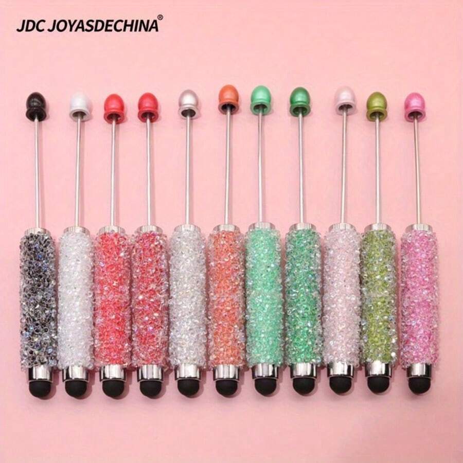 DIY Beaded Touch Screen Stylus Pen, 2-In-1 Writing & Touch Pen For Tablets, IPads, Smartphones, Random Color