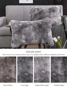 1pc Ombre Light Grey Plush Warm & Cozy Flannel Pillow Cover & Decorative Throw Pillow Case, Suitable For Twin/Full/Queen/King Size Beds, Autumn/Winter