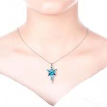 Lord Of The Ring/Arwen Evenstar/Elven Green Tree Leaf/Thorin Oakenshield Necklace Lord Of The Ring Pendant Necklace With Cubic Zirconia,Elvish Jewelry For Women2025 - Arwen Evenstar 項鍊-藍色 - 查看 3