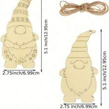 4pcs Vintage Christmas Gnome Wooden Decorations (With Rope) - DIY Craft And Painting Kit, Great For Holiday Decor