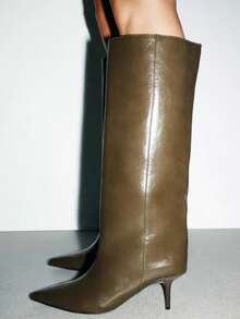 New Autumn Women's Suede Pointed Toe High Heel Tall Boots,Kitten Heel Boots,Party