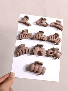 Set de 10 pinzas de pelo de unicolor minimalistas, medianas y pequeñas, para mujeres, adecuadas para peinados semi-recogidos y cabello a la altura de los hombros, sin empaque de tarjeta, elegantes pinzas de invierno para el cabello, accesorios de moda