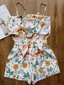 JING MODAS Crepe Set Of Cropped Top + Shorts With Lining - Orange - View 6