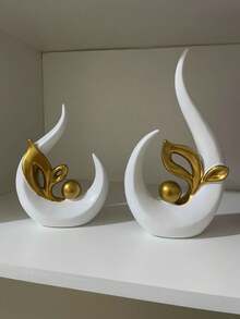 1pc Modern Art Resin Sculpture Decor, White Gold Resin Home Decor For Living Room, Dining Room, Coffee Table, Farmhouse Style Decoration, Vase For Living Room, Kitchen, Fireplace, Bedroom, Dining Table, Office, Minimalist Home Decor, Mother's Day Gift, Graduation Gift, Wedding Decor Vase - Multicolor - View 14