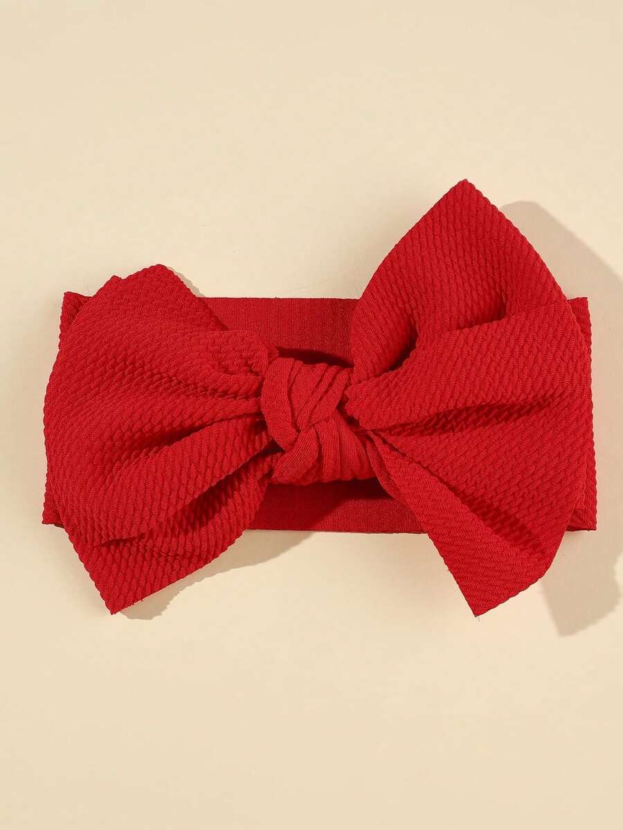 1 件婴儿头带，带柔软蝴蝶结，适合聚会和郊游 - 紅色 - 查看 1