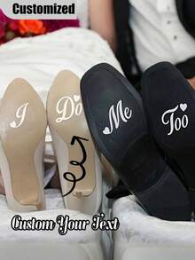 Nhãn dán giày cưới tùy chỉnh cho chú rể, decal giày cưới cá nhân hóa - "Tôi đồng ý" và "Tình yêu vĩnh cửu"/"Tôi sẽ yêu bạn mãi mãi" - Nhãn dán trang trí giày cưới cho cô dâu và chú rể, nhãn dán giấy trắng và đen, phụ kiện theo chủ đề tiệc, dành cho cô dâu và phù dâu, bao gồm kiểu "Tôi đồng ý" và "Ông bà". Mỗi loại 1 cặp. - Nhiều màu - Xem 2