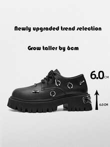 New Men's Heavy Metal Thick Sole High-Top Punk Gothic Dark Motorcycle Boots, Thick Sole Casual Platform Sneakers, Niche Design Shoes - màu đen - Xem 1