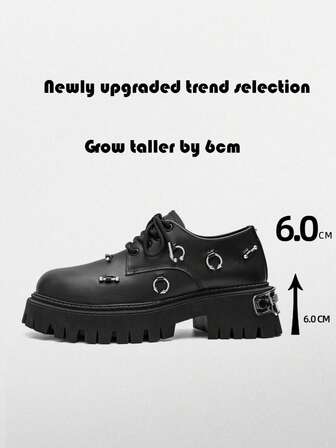 New Men's Heavy Metal Thick Sole High-Top Punk Gothic Dark Motorcycle Boots, Thick Sole Casual Platform Sneakers, Niche Design Shoes