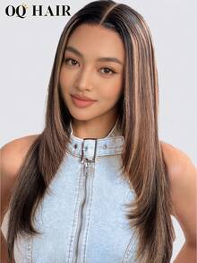 OQ 6x4 Lace Front Wig, 16-24 Inches, 180% Density, Pre-Plucked Hairline, Ombre Blonde Straight Wig, Natural Looking, Versatile Style For Business, Casual, Sexy, Halloween, Travel, Y2K Chic - SNATURAL/27 - View 2