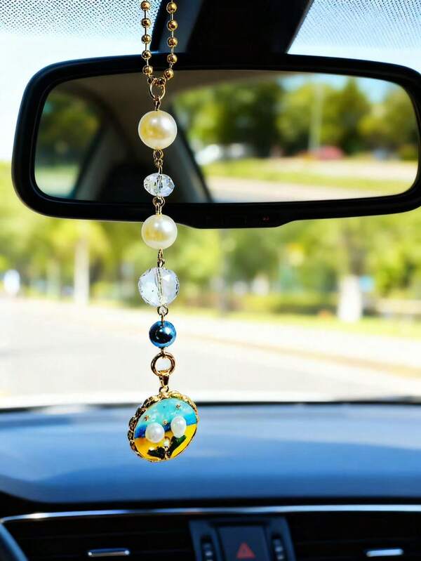 1pc Pearl Retro Exquisite Vintage Car Pendant Car Interior Ornament Pendant Car Accessories Car Accessories For Women