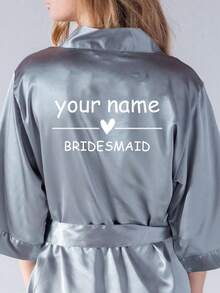 Jubah Pengantin Satin Kustom, Desain Lengan Setengah, Jubah Pengantin Pengiring Pengantin Kustom, Jubah Satin yang Dipersonalisasi, Jubah Persiapan Pengiring Pengantin, Jubah Pesta Pernikahan, Ukuran XL - MultiWarna - View 7