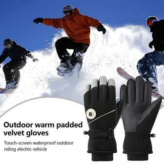 Vintervarma och tjocka fleece-handskar med pekskärm och vattentäta handskar för utomhusbruk, cykling och skidåkning med elscooter. Tjocka, varma, vattentäta och resistenta handskar med pekskärmsdesign, lämpliga för utomhusaktiviteter som vandring och cykling.