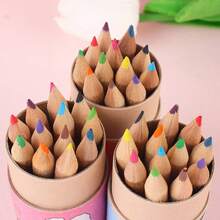 1 Bucket 12pcs Mini Colored Pencils With Sharpener, 3.5 Inch 12 Colors Drawing Pencils, Colored Pencil Set, Cartoon Portable Pencils For Art Painting