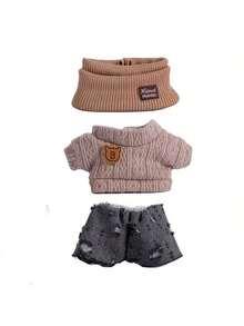 [Solo ropa] Conjunto de ropa intercambiable talla grande vendido de 17 CM, llavero colgante de muñeca de 1ra/2da/3ra generación para muñeca de peluche , conjunto de suéter de moda (muñeca y zapatos no incluidos) - Multicolor - Ver 4