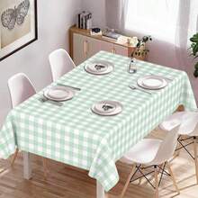 JCTHKUKU 4 Pcs Sage Green Gingham Tablecloth, 54 X 108 Inch Disposable Plastic Light Green And White Checkered Table Covers For Picnic, Farmhouse Birthday, Baby Shower, Rustic Wedding, Holiday Party