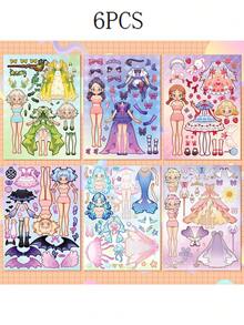 Pegatinas reutilizables: Set de 6/12 pegatinas únicas de princesas de dibujos animados para diversión de vestir - Apto para mayores de 14 años