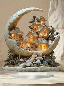 1 Stück Bohemian Stil Acryl 2D flaches Weihnachts-Mond-Haus Tischdekoration, vielseitige Mondlicht-Dorfszene Figur, geeignet für Zuhause, Büro, Veranda, Raumdekoration, perfektes Weihnachtsgeschenk - Verschiedenfarbig - Übersicht 12